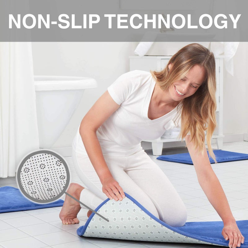 Genteele Memory Foam Bath Mat Non Slip Absorbent Super Cozy Velvet Bathroom Rug Carpet (17 inches X 24 inches, Royal Blue) - Image 4